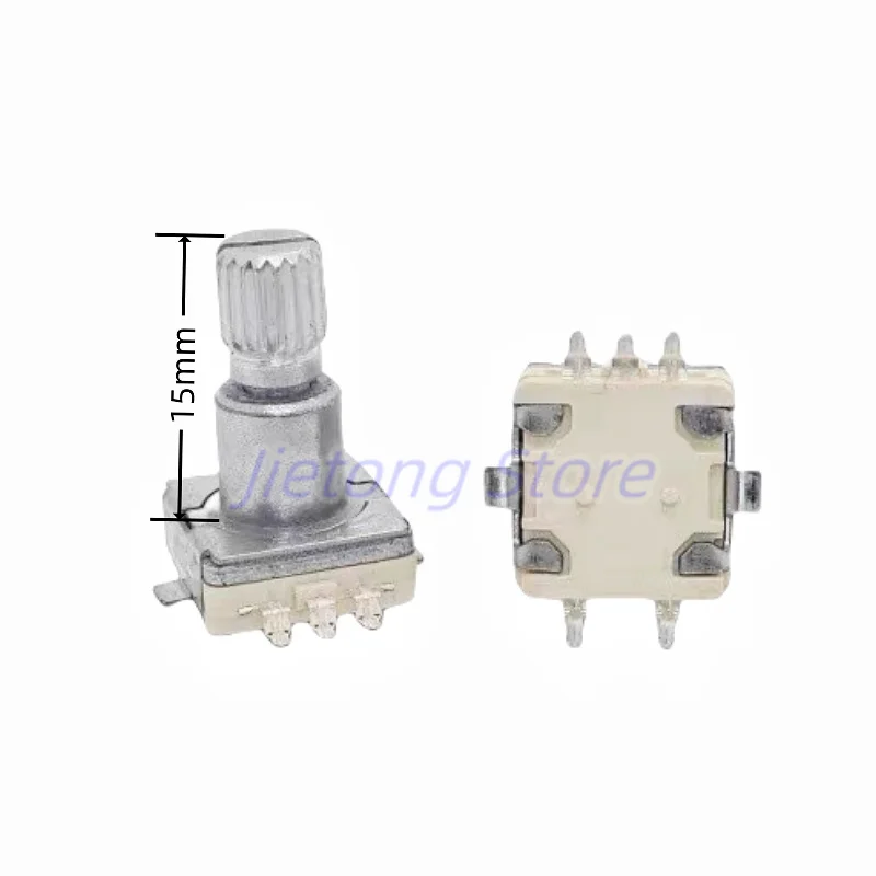15Pcs Rotary Encoder Code Switch Push Button, 30 Position, 360 Degree Infinite Rotation, Half Plum Shaft, SMD Type, 5Pins, EC11