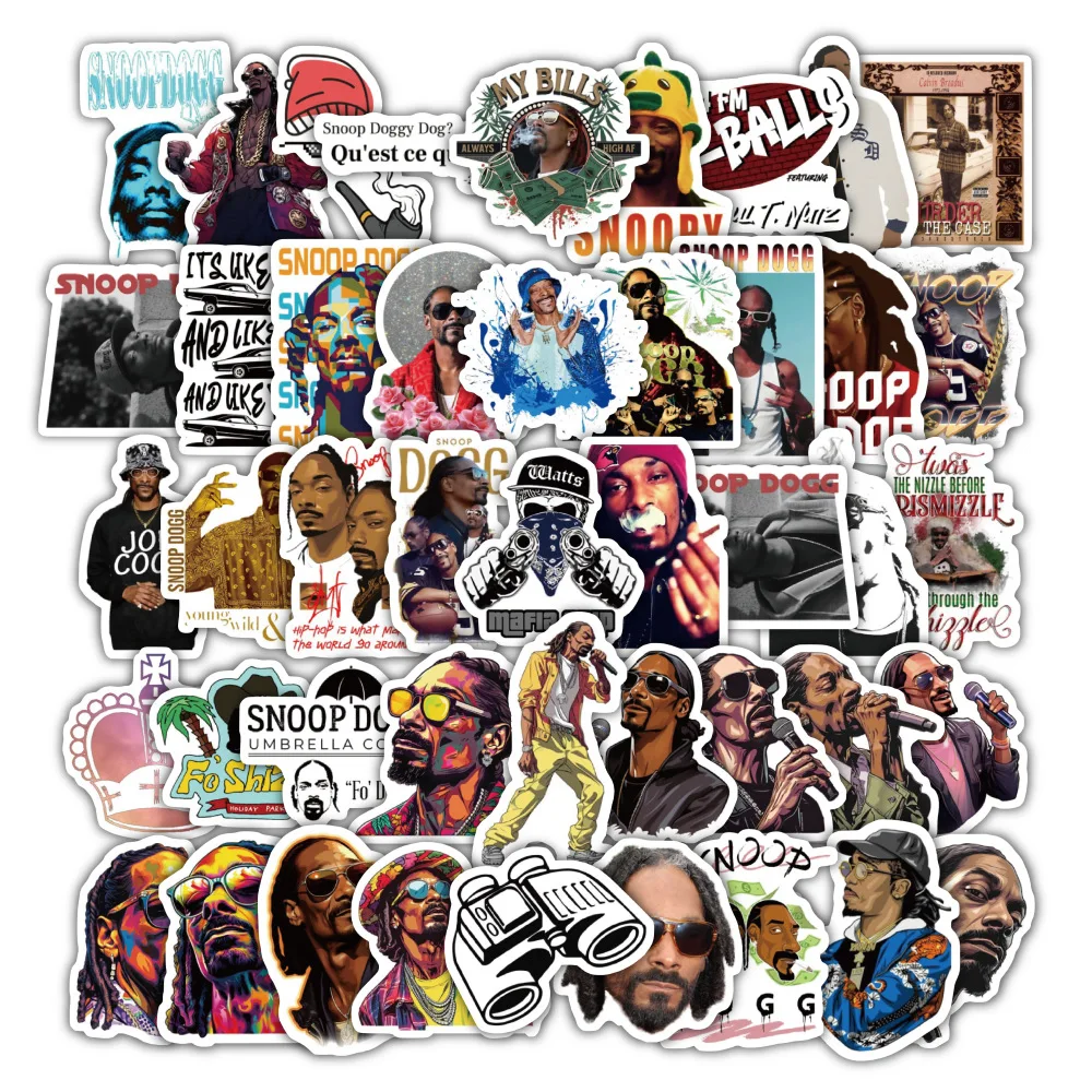 60 peças adesivos americanos da costa oeste hip hop rap snoop doggy dogg para skate, garrafa de água, notebook