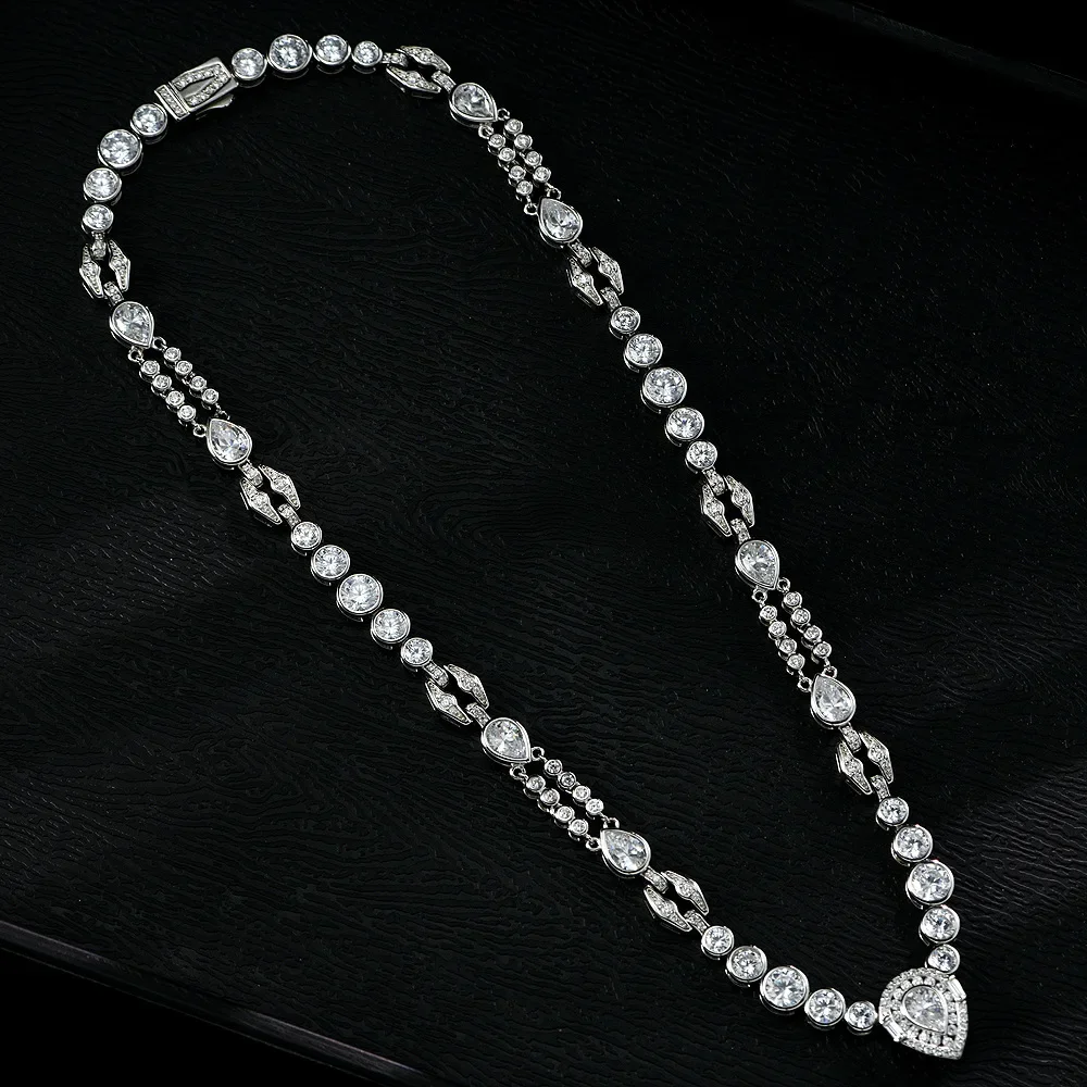 

HOT SALE S925 Silver 0.8ct Water Drop 5 * 7 Silver Versatile Chain Fashion Niche Design Necklace 45cm Wedding Jewelry