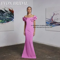 EVON BRIDAL Mermaid Flowers Celebrity Dresses Off Shoulder Satin Floor Length Party Gowns Formal Occasion Dresses Custom