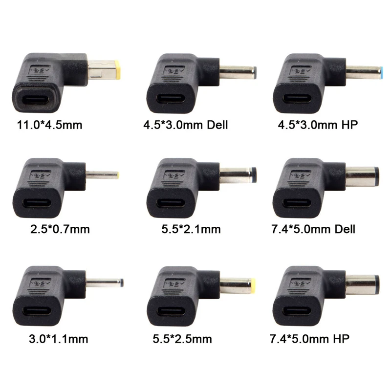 Laptop PD Power Adapter Connector DC Plug USB Type C Female to Universal Male Jack Converter for Lenovo Dell HP ASUS Notebook