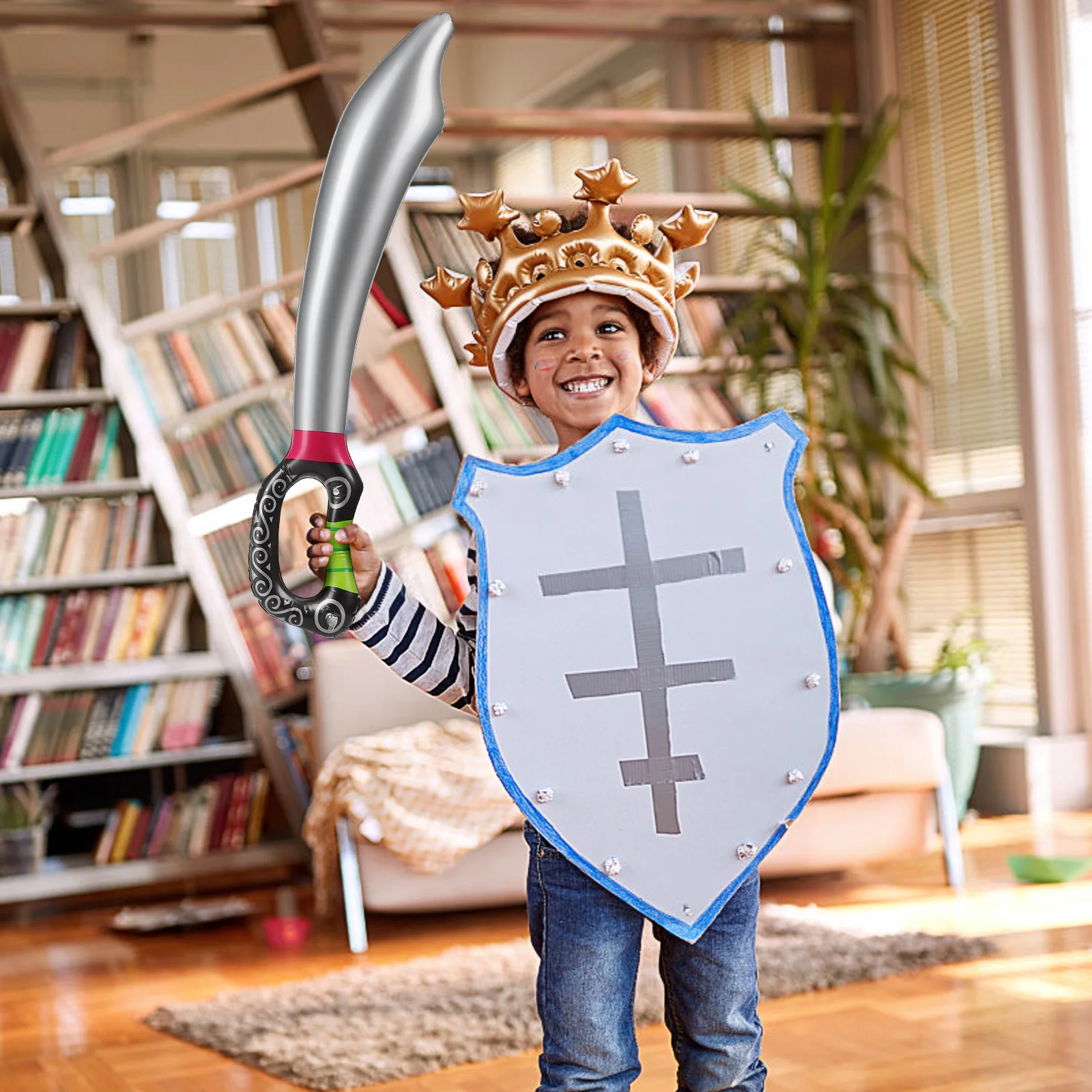 

12pcs Pirate Sword For Kids Pretend Party Decoration Role Play Prop Pvc Inflatable Simulation Sword Halloween