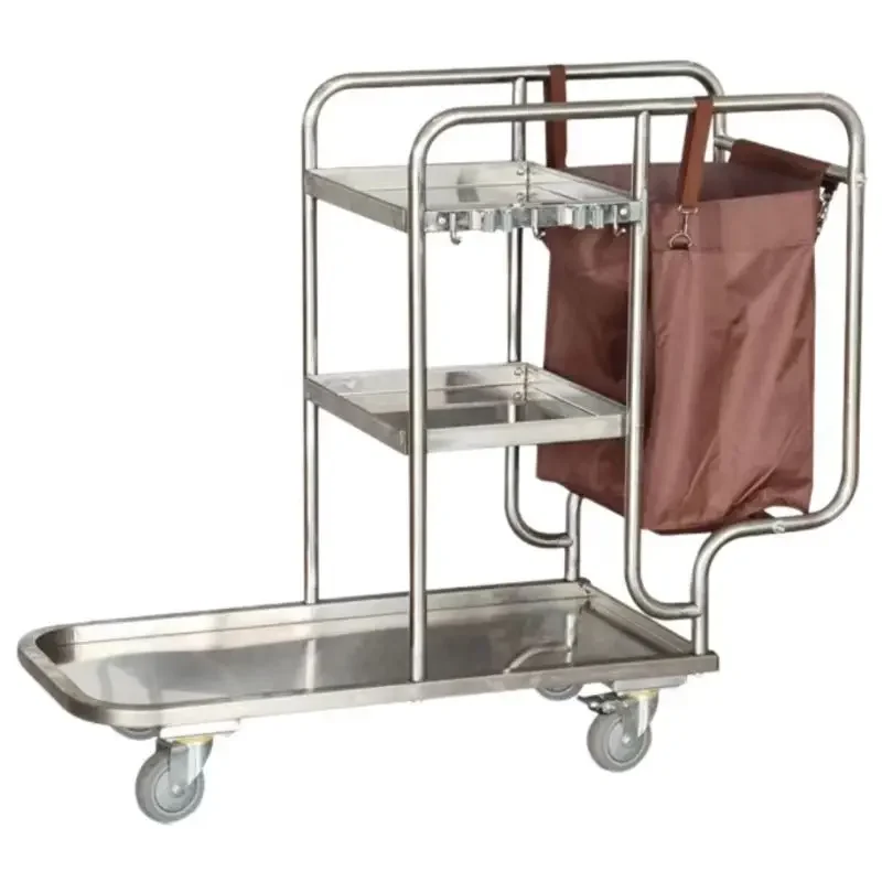 AOLIVIYA Stainless Linen Hospitality Cart Hotel Bar Trolley Service Cart
