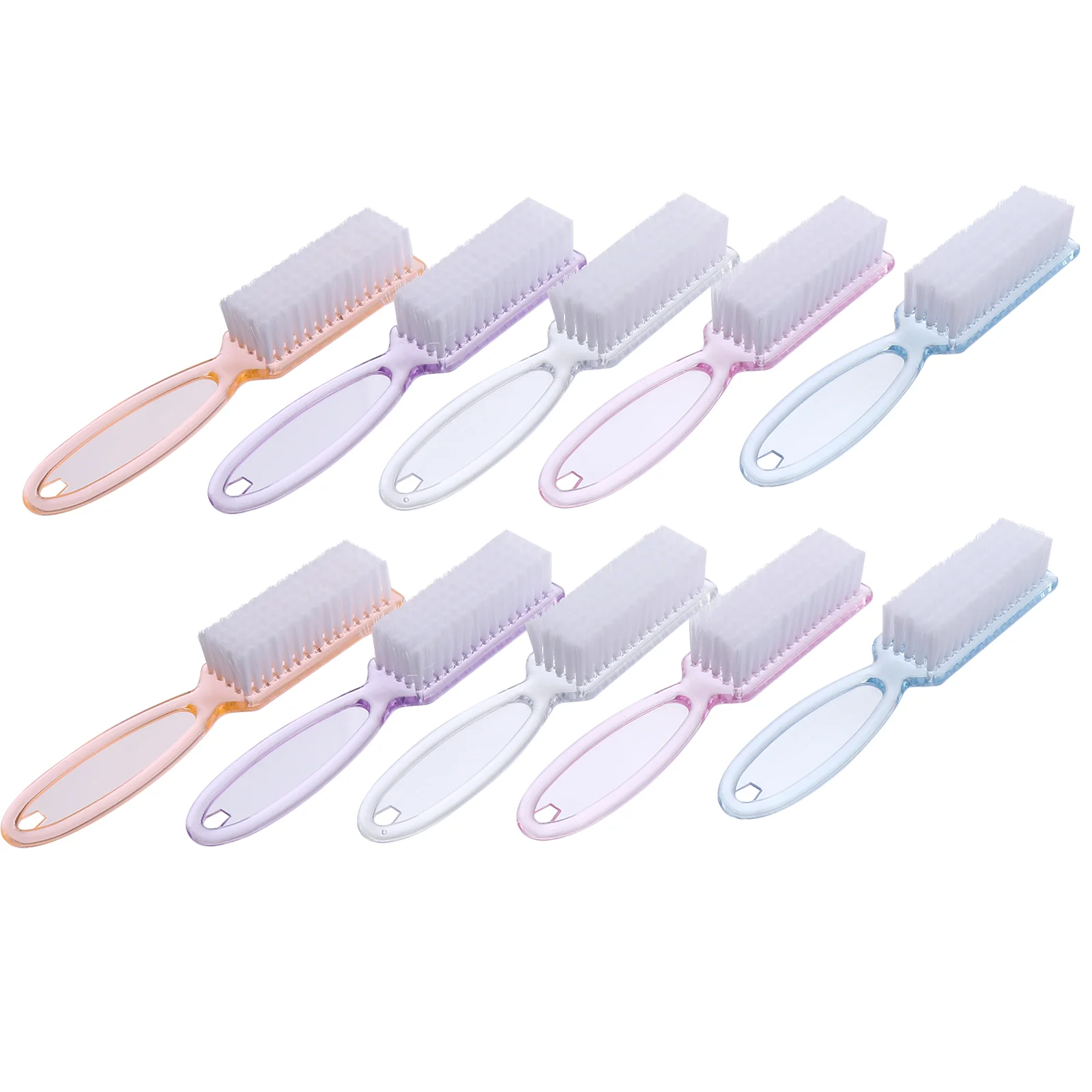 10 Pcs Long Handle Nail Brush Cleaning Kits Fingernail with Makeup Cleaner Scrubbing Tool