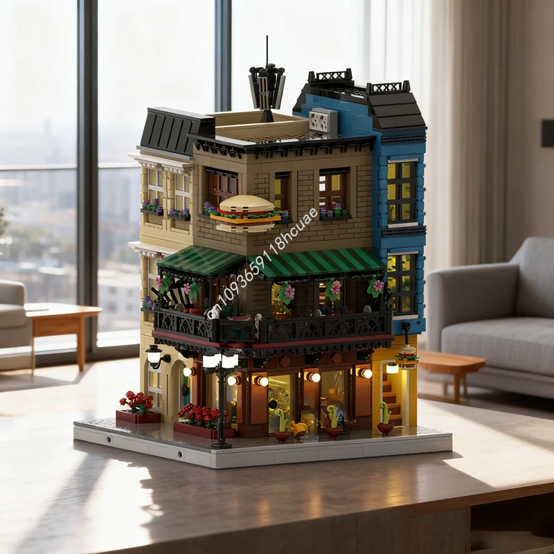 

3585pcs MOC New Orleans Hamburger Joint Modulared Model Building toy blocks Construction DIY creative Brick Christmas gift Kids