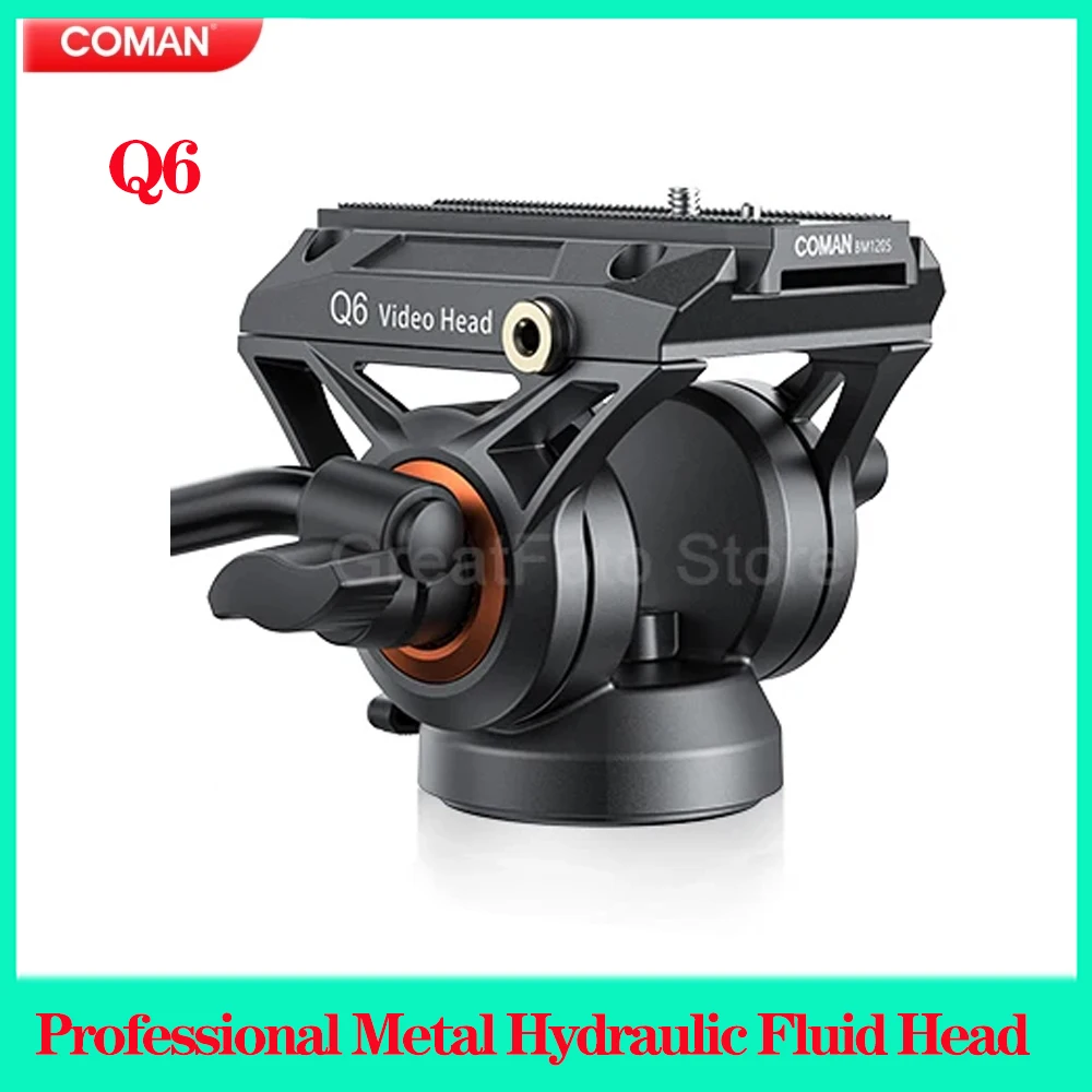 

COMAN Q6 Metal Hydraulic Fluid Head For SLR/DSLR Cameras Professional Portable Travel Video Shooting Equipment Damping PTZ