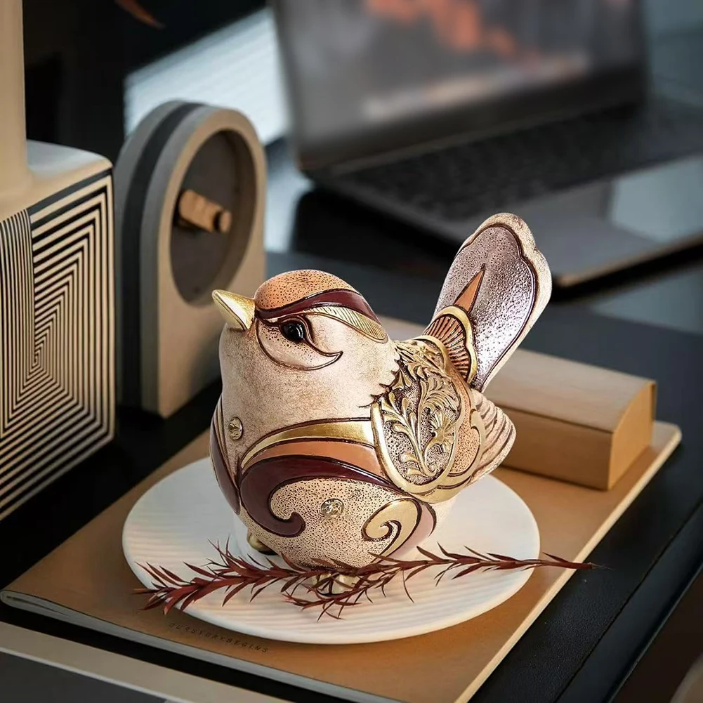 Resin For Bird Decoration with Refined Gold Accents and Points for Interior Enhancements in Living Dining and Work Zones