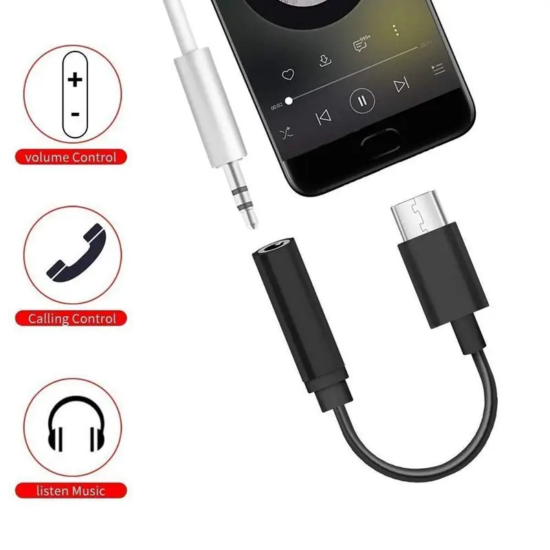 Headphone Audio Adapter Suitable For Huawei Xiaomi Phone Headphone Adapter Type-C To 3.5mm Headphone Audio Conversion Cable.