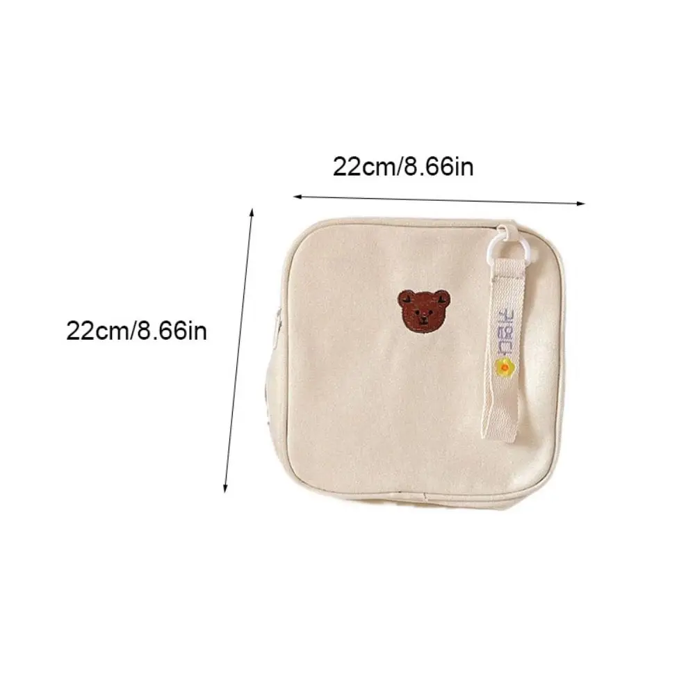 Zaino unico per cartoni animati con orso, borsa da scuola per bambini quadrata in tela, leggera, piccola e carina, borsa a tracolla per bambini