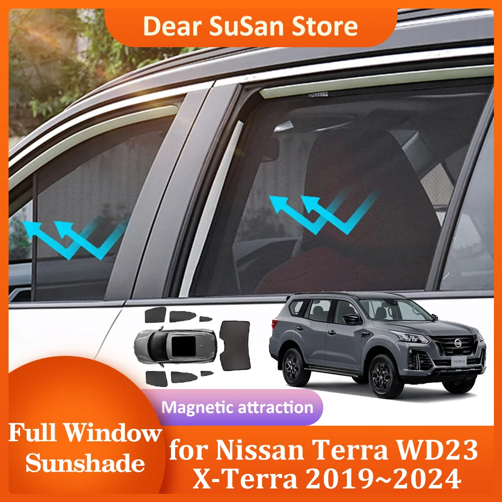 Volledige Magnetische Zonnescherm Voor Nissan Terra Wd23 X-Terra 2019 ~ 2024 Dak Windscherm Gordijn Zonneklep Raam Zonnedak Cover Accessorie