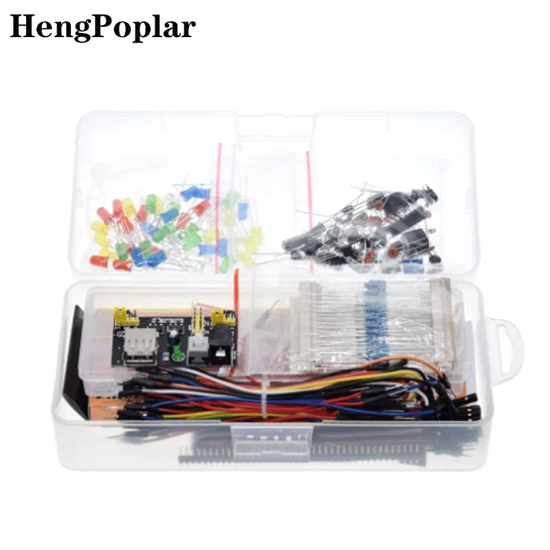 Electronics Component Basic Starter For Arduino Kit With 830 Tie-points Breadboard Cable Resistor Capacitor LED Potentiometer