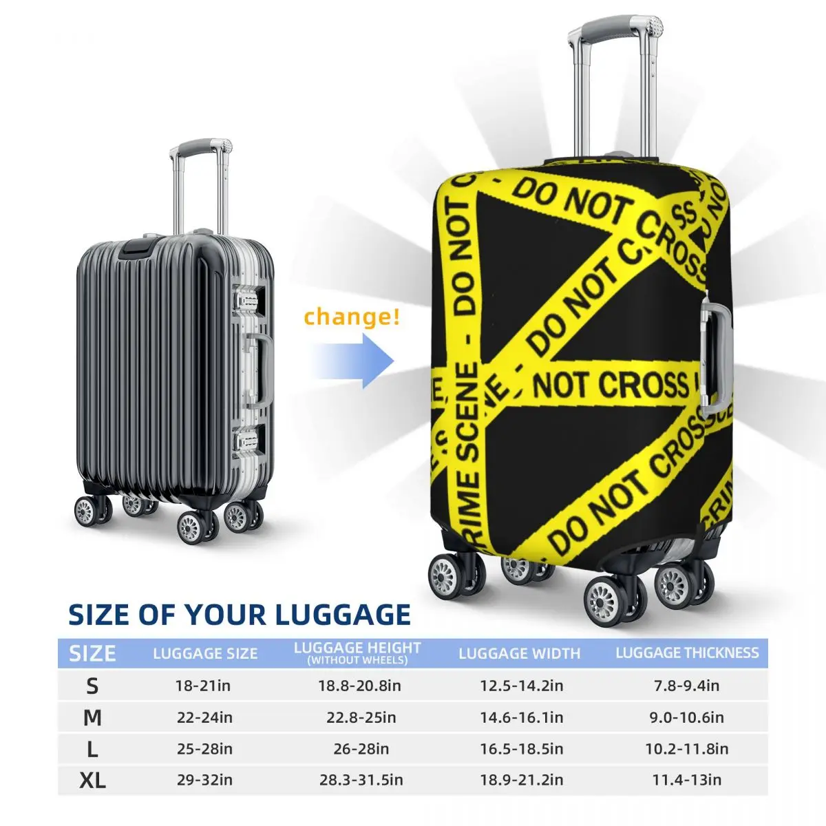 Crime Scene Pattern Suitcase Cover Do Not Cross Travel Holiday Practical Luggage Accesories Protector