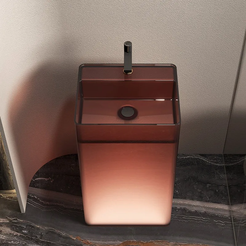 Column basin Transparent color floor wash basin Square resin wash basin