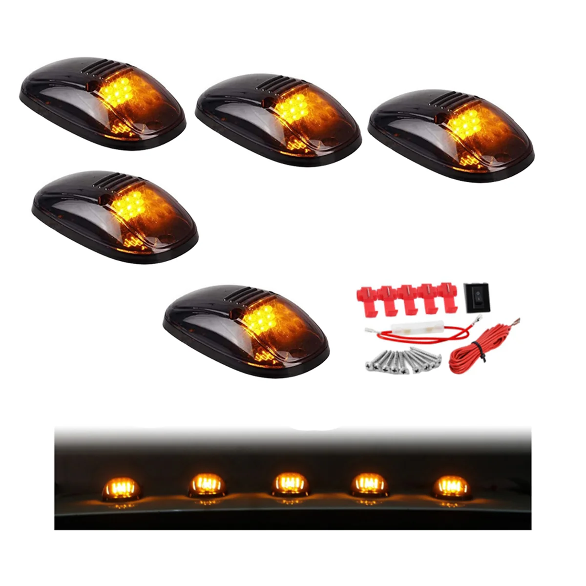 9 LED Car Cab Roof Marker Lights For Truck SUV LED DC 12V Black Smoked Lens Amber Lamp Car External Lights