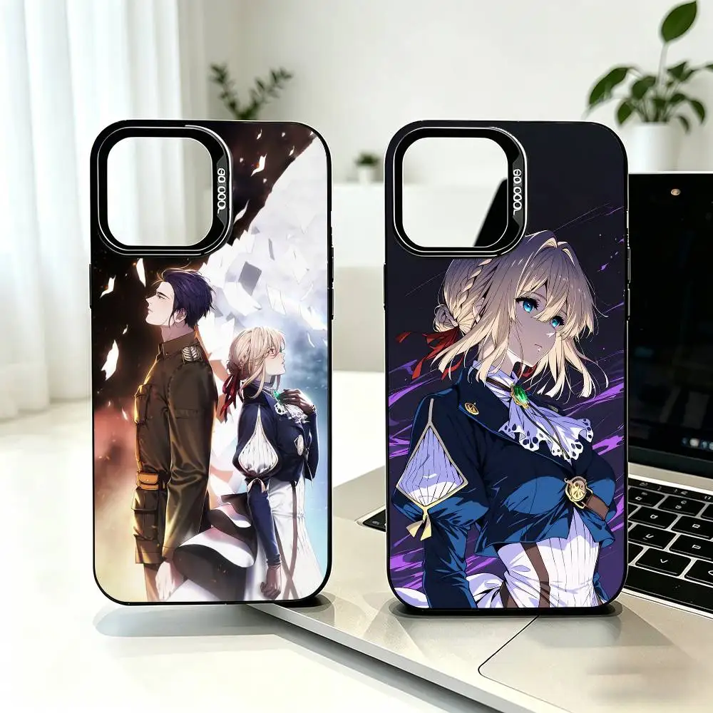 

Aesthetic Violet E-Evergarden Phone Case For iPhone 17,16,15,14,13,12,11 Plus,Pro Max,XS,Colored Silver Plated Inside Cover