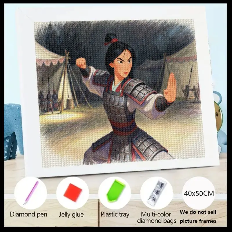 

1PC Mulan Warrior Princess 5D Diamond Painting Kit, DIY Full Drill Crystal Art Set, Chinese Legend Heroine Gem Painting for Adul