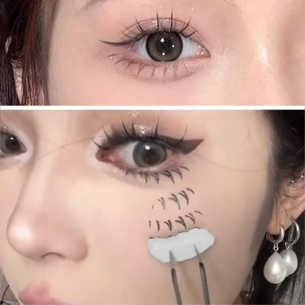 Timbro per ciglia, sigillo per ciglia, timbro in silicone trasparente, ciglia inferiori fai da te con crema per eyeliner nero strumento per trucco cosmetico per le donne A7J2