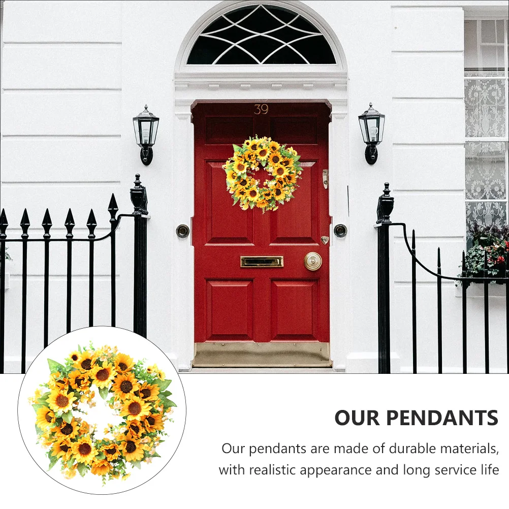 

Thanksgiving Wreath 40 Cm Sunflower Decor Summer HolidayFake Greenery Garland Door Wall Tabletop Decoration Halloween