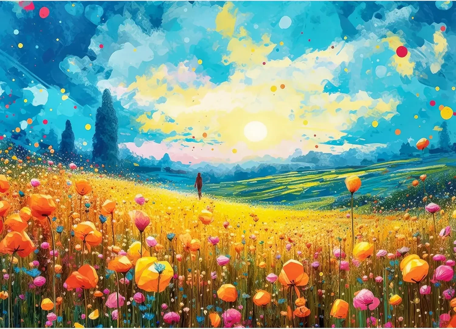 

Field Sky Jigsaw Puzzle 1000/500/300/120 Pcs Stress Relief Entertainment Toys Cartoon Puzzles Home Decor Birthday Gifts