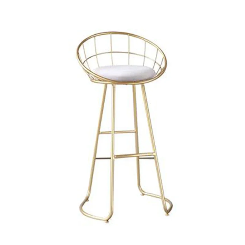 Bar Stools For Home Nordic Golden Backrest Chair Modern Iron Furniture Simple High Foot Stool Makeup Softbag Dressing Chairs