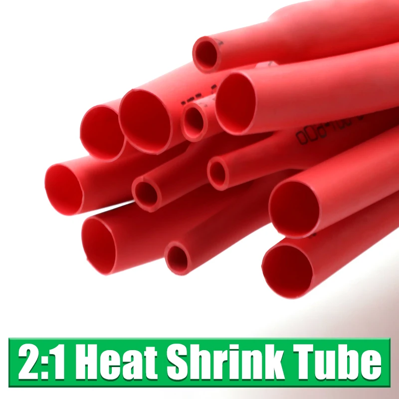 

1/2/5/10M Red 2:1 Heat Shrink Tube Dia 0.6 ~ 80mm Polyolefin 2:1 Shrinkage Cable Sleeve Shrink wrap cable protector Tube