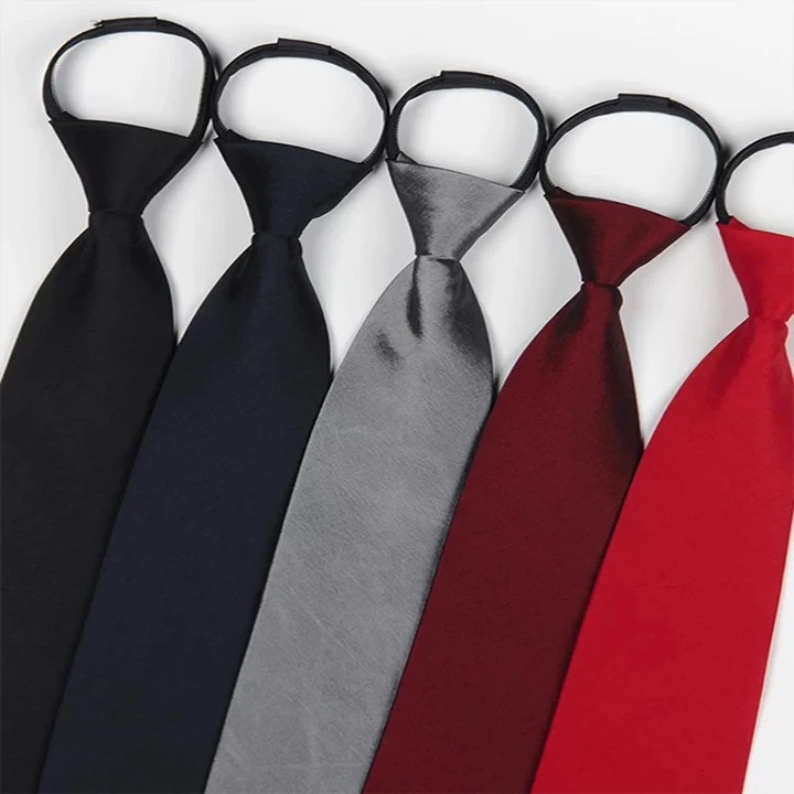 Men's Professional Business Dress Lazy Zipper Tie 10cm Wide Executive Black Tie Men's Easy to Pull Wedding Red
