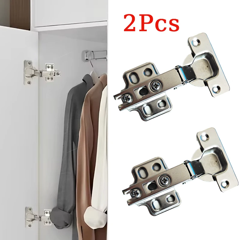 2 Pcs Stainless Steel Cabinet Door Hinges Close Quiet Wardrobe Door Concealed Hinges
