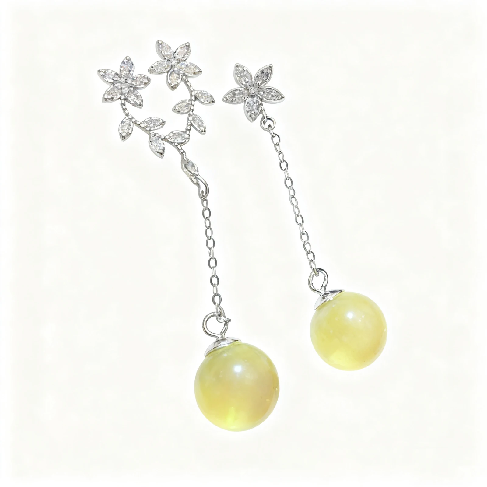 

Triangular Orchid Amber Earrings13mmNatural Baltic Ambe GreenStone Sterling SilverRose Gold Plated Love Gift for Her Anniversary