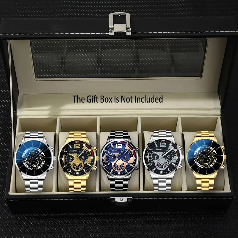 

5pcs-Men's and Women's Fashionable Watch Set, Comfortable To Wear, Perfect Choice for Gifts, Quartz Watch