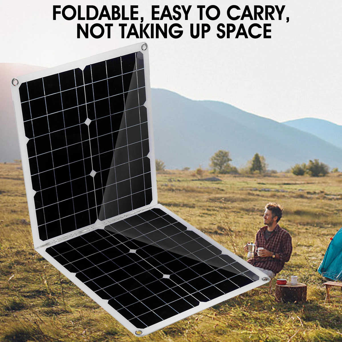 100W 18/9/5V Foldable Dual USB Output Device Solar Panel Portable Camper Car Van Boat Power Battery Charger with 100A Controller