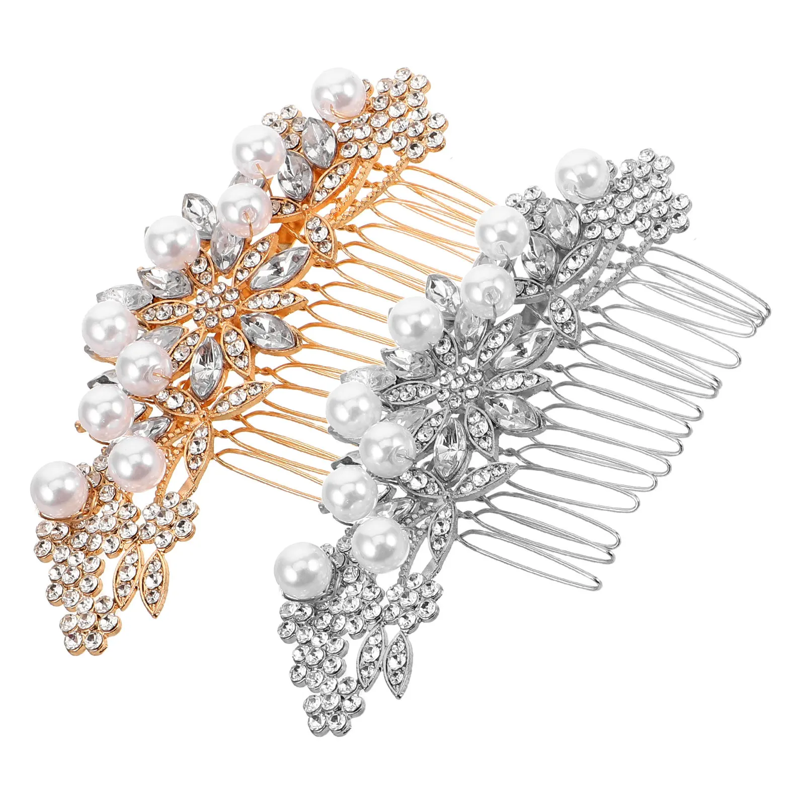 

2Pcs Sparkly Bridal Hair Combs Handmade Metal Alloy Wedding Hair Accessories Side Combs for Women Bride Bridal Wedding Headdress