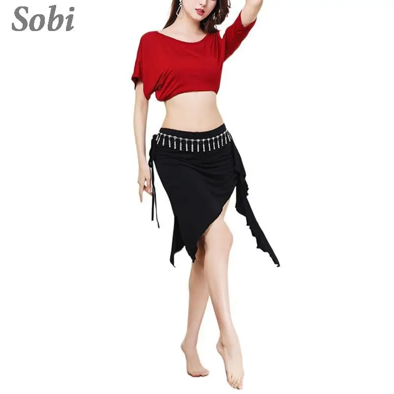 2023 Belly Dance Costume Set Modal Half Sleeve Crop Top Irregular Skirt Oriental Dance Practice Trainning Suit Bellydance Outfit