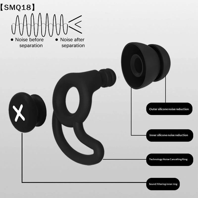 Soft Silicone Noise Reduction Ear Plugs Waterproof Protection 95 Percent Sound Blocking Anti Fall For Sleep Air Travel Work【SMQ】