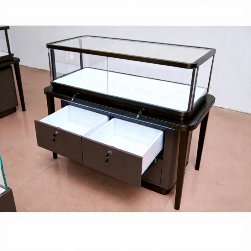 

Customize.Custom High-End Luxury Tempered Glass Display Jewelry Display Showcase Tent Cabinet Jewellery Store Showcase With