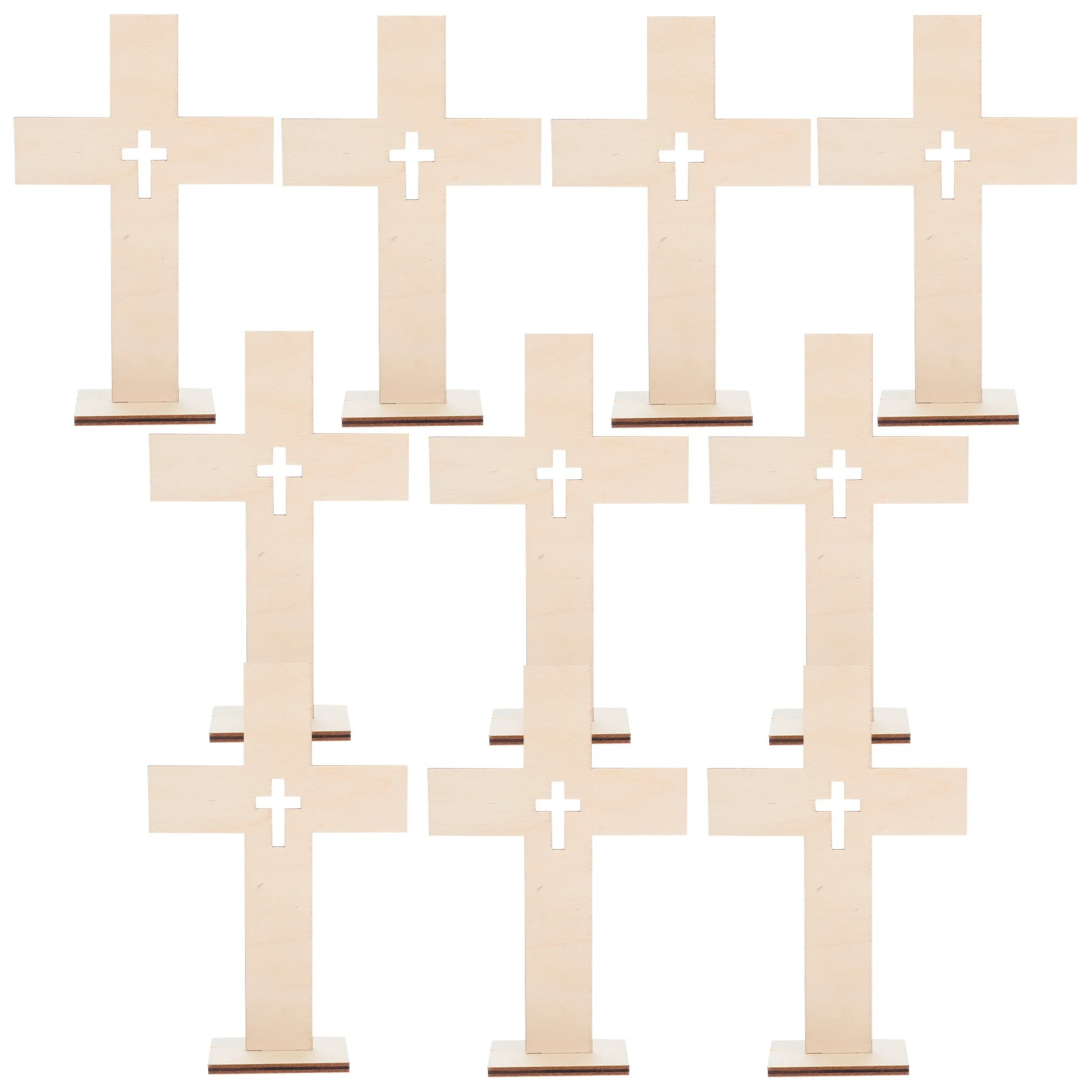 

10Pcs Wooden Cross Decor Exquisite Cross Shaped Adornment for Desktop Religious Festival Home Office Decoration