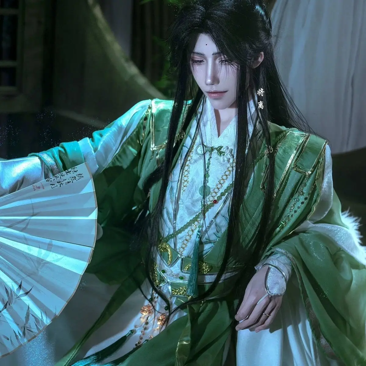 Anime The Scum Villain's Self-Saving System Cosplay Costume Green Prince Costume Shen Qing Qiu Xie Lian Hanfu Full Set Halloween - view 2