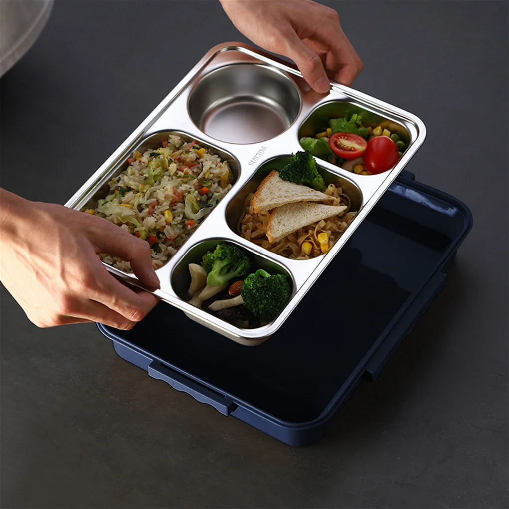 Boîte à déjeuner en acier inoxydable, étui alimentaire anti-fuite, isolation thermique, conteneur de stockage de repas, vert, M