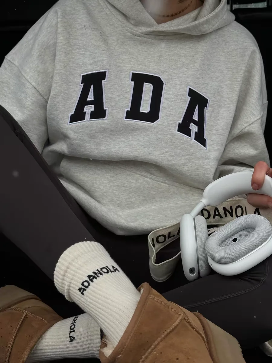 تي شيرت نسائي فضفاض بقلنسوة كاجوال ملابس الشارع Sle مريح من القطن طويل Sve للنساء الشابات العصرية Street Sle #3