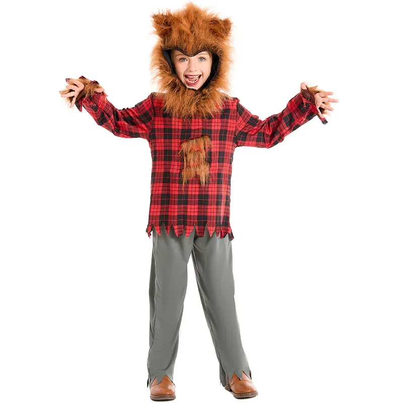 Uniforme de Cosplay d'Halloween Loup-Garou pour Enfants, Bol et Garçons, Petit Rouge, Grand Loup Gris, Costume de ixde Carnaval pour Enfants