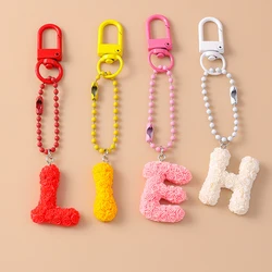 Creative Resin Rose Flower Initial Letter Keychain Alphabet Key Ring for Women Girls Handbag Pendants DIY Jewelry Gifts