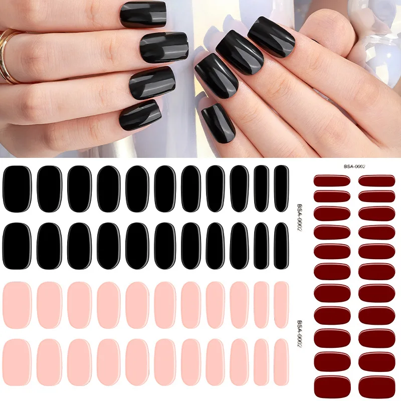 2025 new product no-bake gel nail art sticker solid color European, American foreign trade Amazon nail sticker custom wholesale