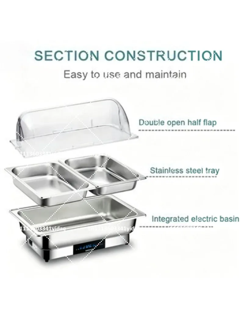Stainless Steel Electric Chafing Dish 9Qt Buffet Food Warmer with PC Cover Serving Set for Catering