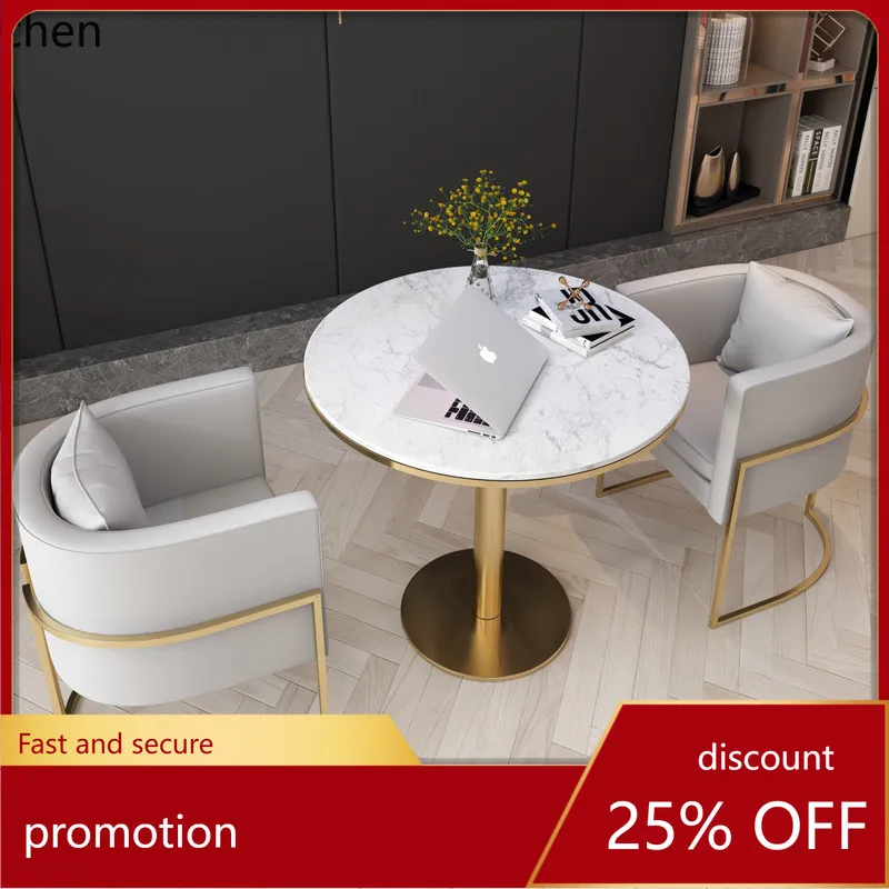 CZ Sales Office Meeting Table and Chair Set Business Reception Beauty Salon Front Desk Shop Small Round Table Sofa Set Rest Area