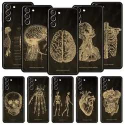 Anatomy Skeleton Chalkboard Heart Phone Case For Samsung Galaxy S24 S23 S22 S20 Ultra S21 FE 5G S10 S9 Plus S10E S8 20 Cover