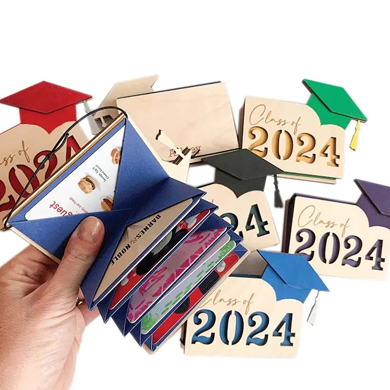 

Gift Card Holder For Graduate 2024 Personalized Wooden Graduation Card Box Multi Card Case Grad Card Organizer Case Customized