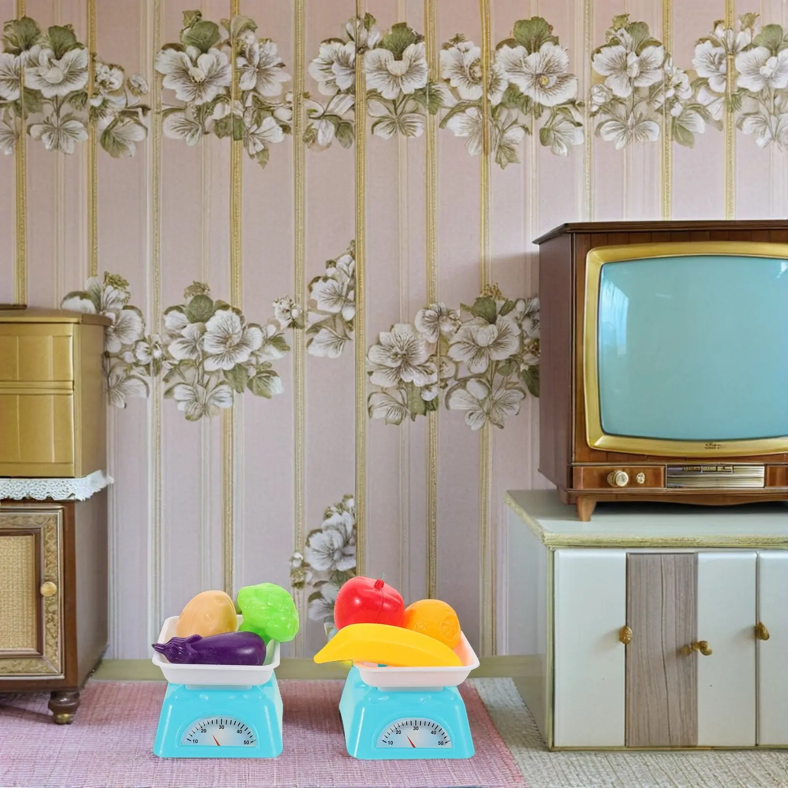 

1Set Play Kitchen Set Simulated Food Accessories with Scale DIY Weighing Function for Children Learning Classification Creative