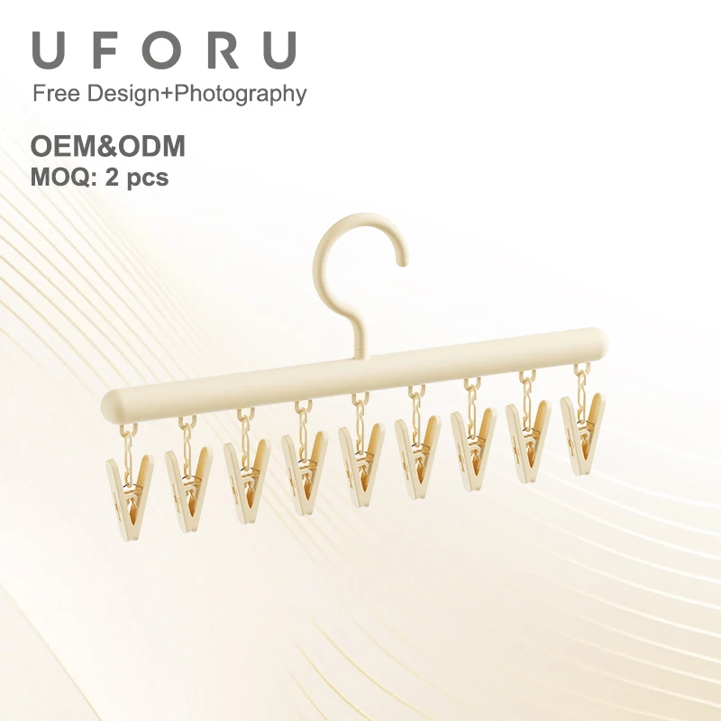

Uforu Стильная бытовая вешалка с зажимом Многофункциональная пластиковая сушилка для нижнего белья и носков