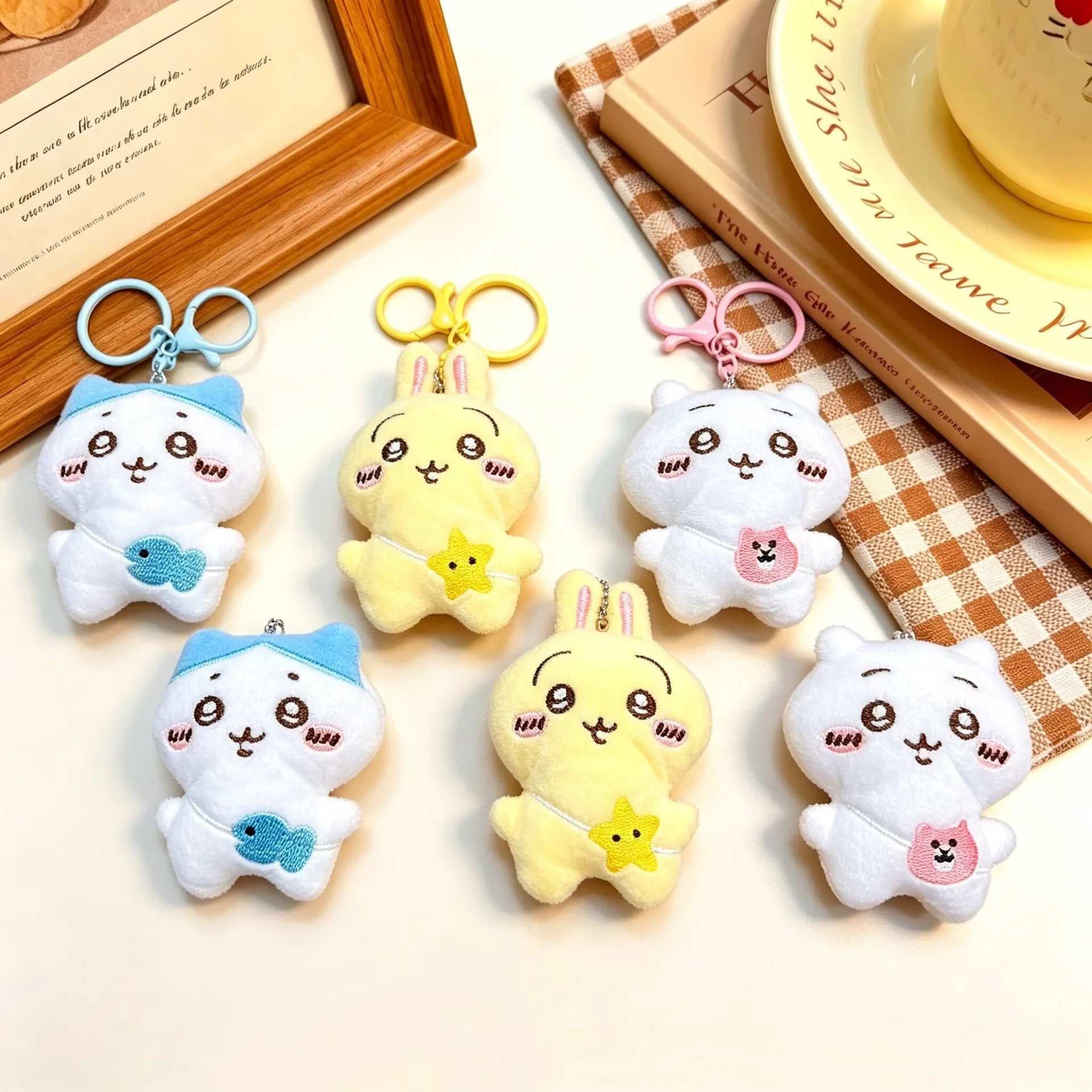Soft Chiikawa Hachiware Usagi Plush Doll Keychain Backpack Decor Bag Pendant Cute Stuffed Toy For Anime Lovers And Daily Use