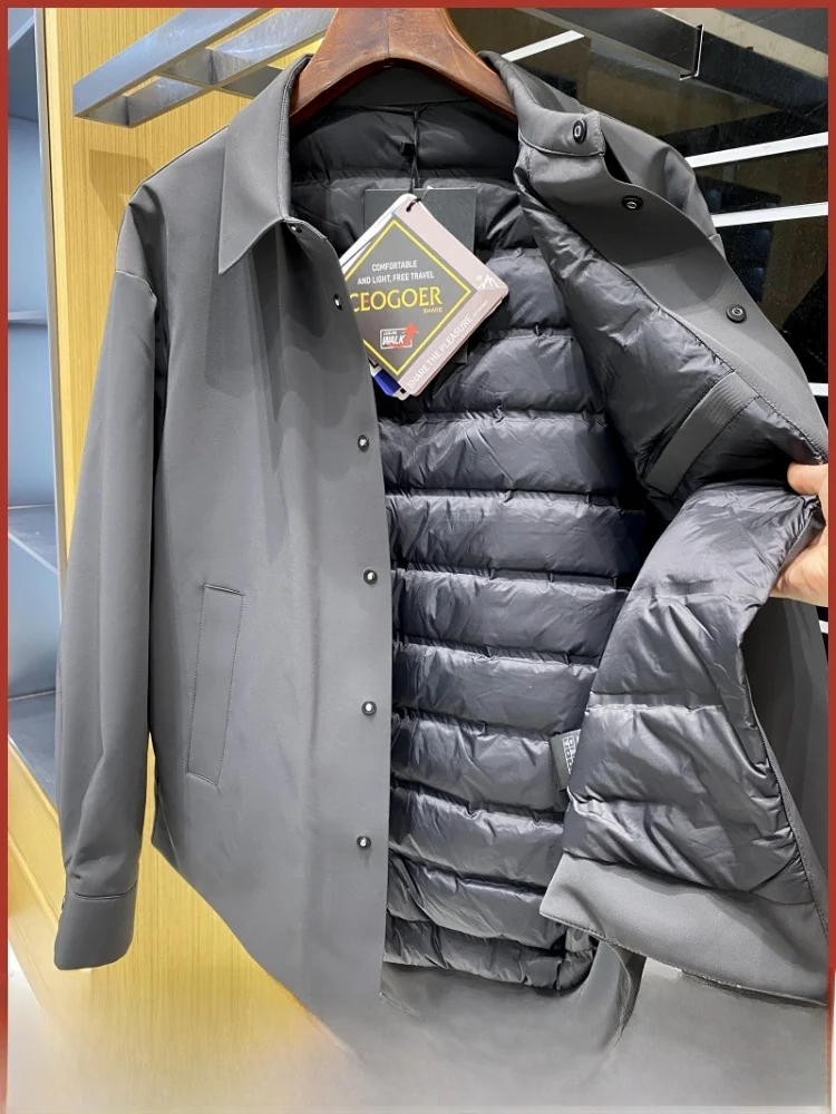 Winter Nieuwe Heren Outdoor Irt Sle Down Jaet High End Faionable Polyester Fiber Gewatteerde Jas Regular Fit Lange Sve