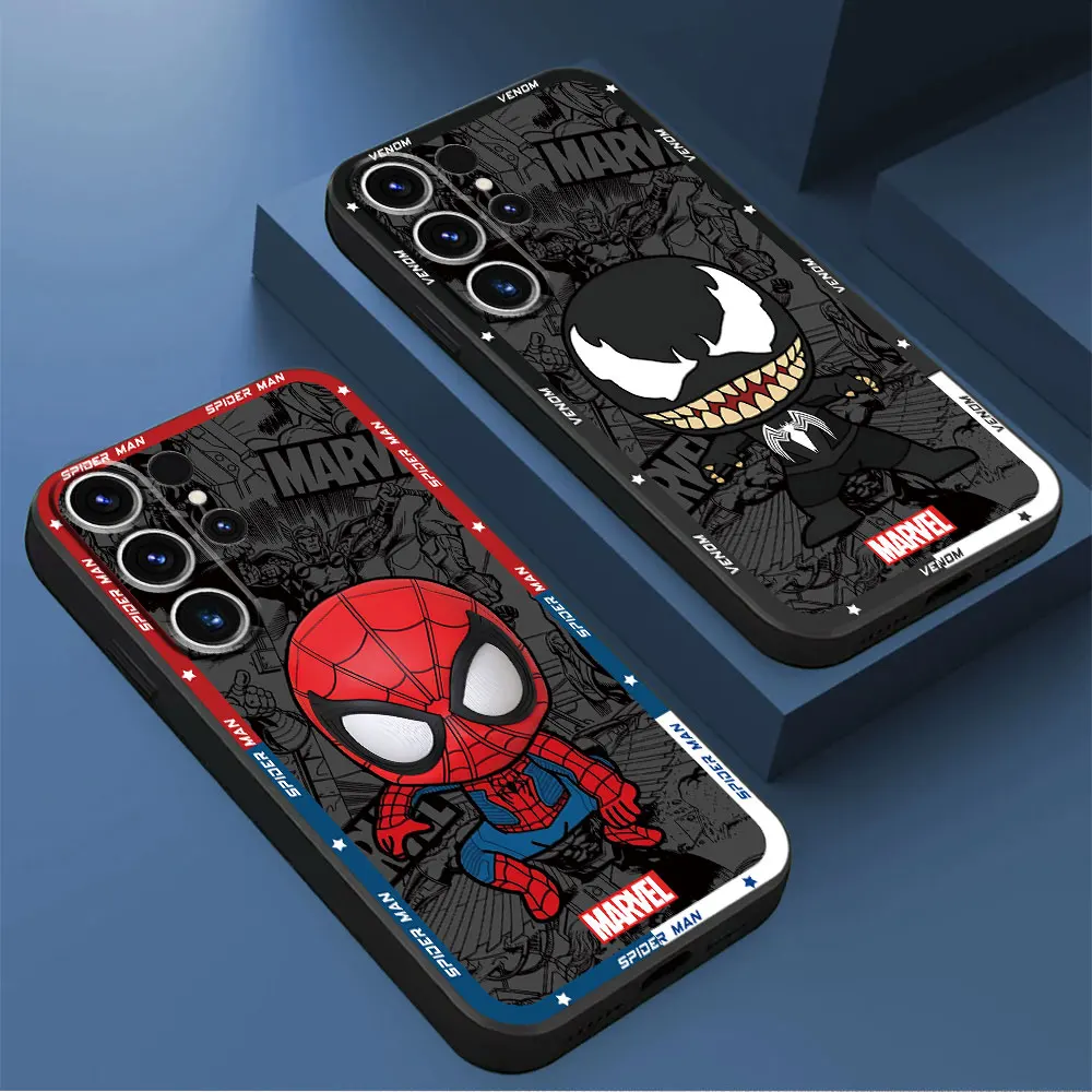 Phone Case for Samsung Galaxy S24 S22 Plus S23 S8 S9 S10e S20 FE S21 Ultra 5G S10 Marvel Spider Man Venom Cover Black Soft